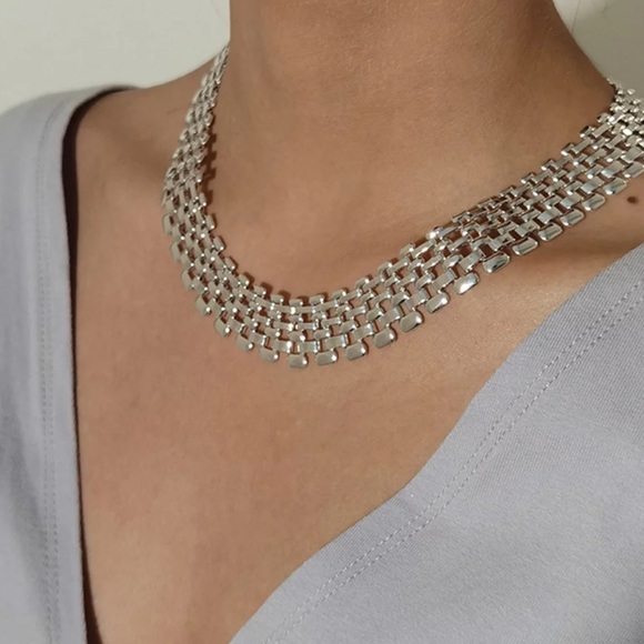 NEW STERLING SILVER PUNK CHOKER CHAIN NECKLACE - Picture 5 of 6